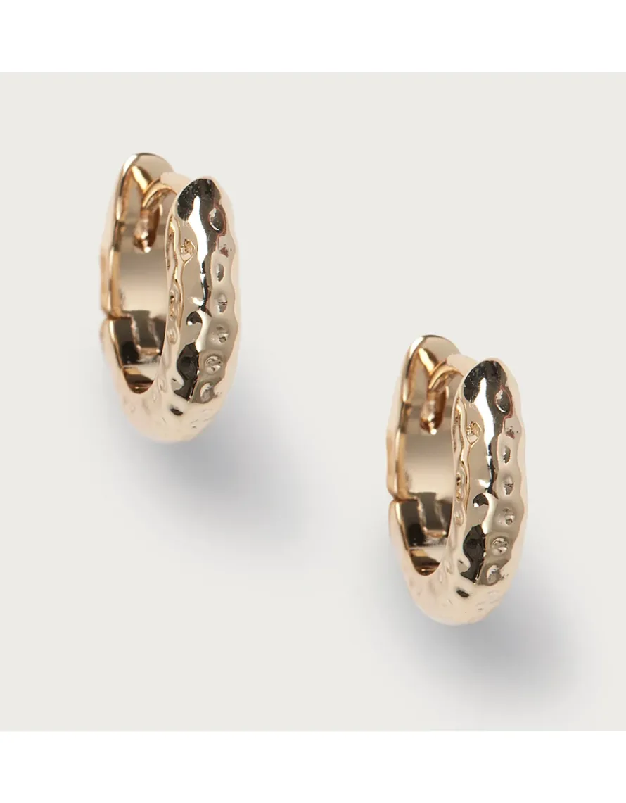 Gold Plated Hammered Mini Hoop Earrings