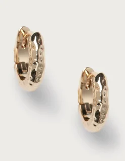 Gold Plated Hammered Mini Hoop Earrings
