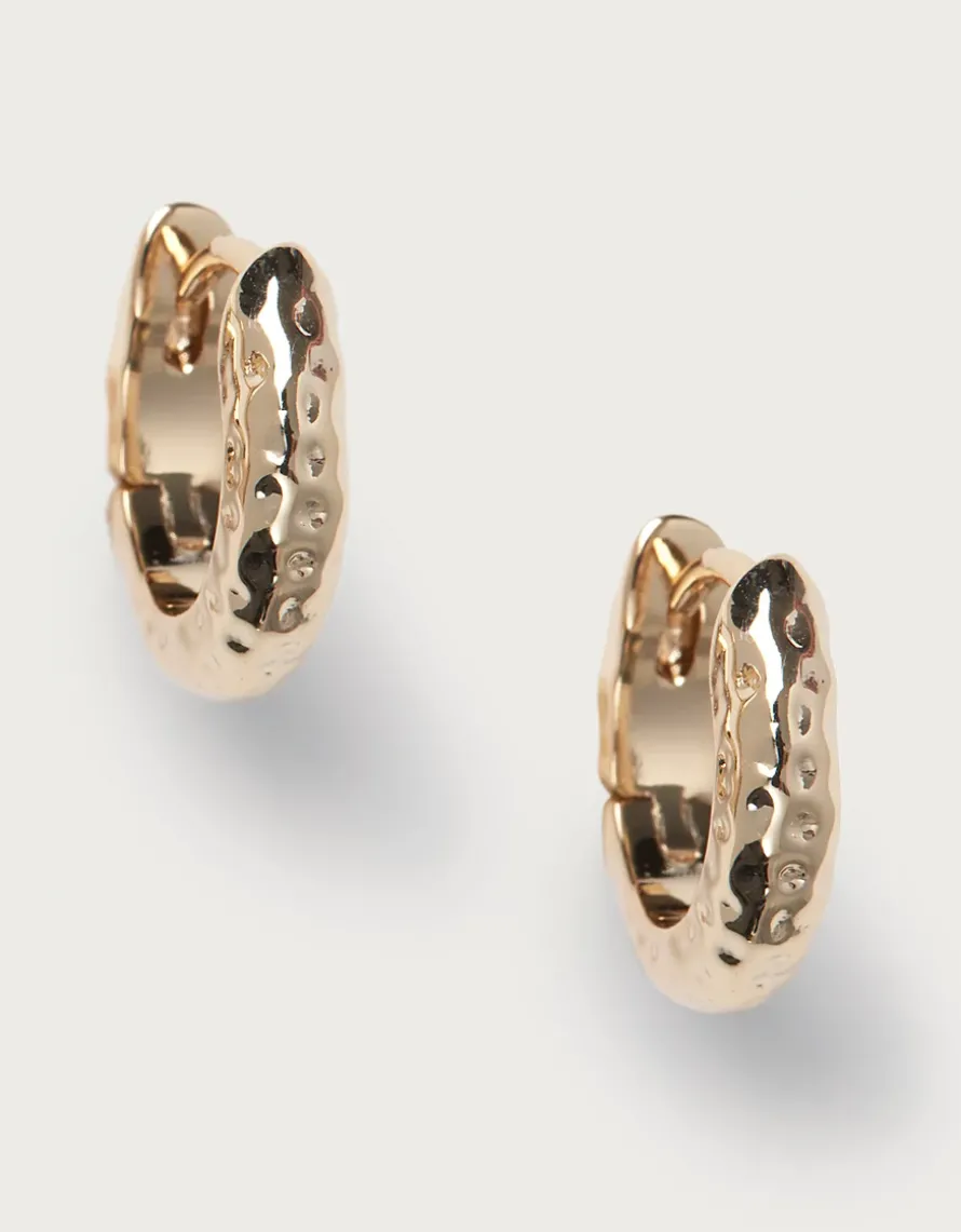 Gold Plated Hammered Mini Hoop Earrings