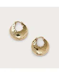 Gold Plated Hammered Statement Hoop Earrings
