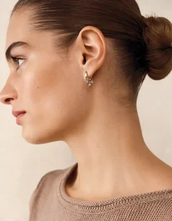 Gold Plated Moonstone Droplet Mini Hoop Earrings