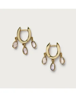 Gold Plated Moonstone Droplet Mini Hoop Earrings