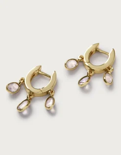 Gold Plated Moonstone Droplet Mini Hoop Earrings