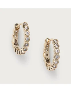 Gold Plated Set Stone Huggie Earrings