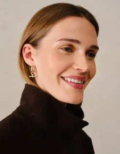 Gold Plated T-Bar Hoop Earrings