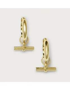 Gold Plated T-Bar Hoop Earrings