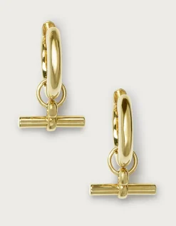 Gold Plated T-Bar Hoop Earrings
