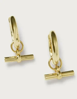 Gold Plated T-Bar Hoop Earrings