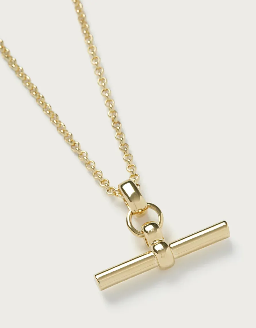 Gold Plated T-Bar Necklace