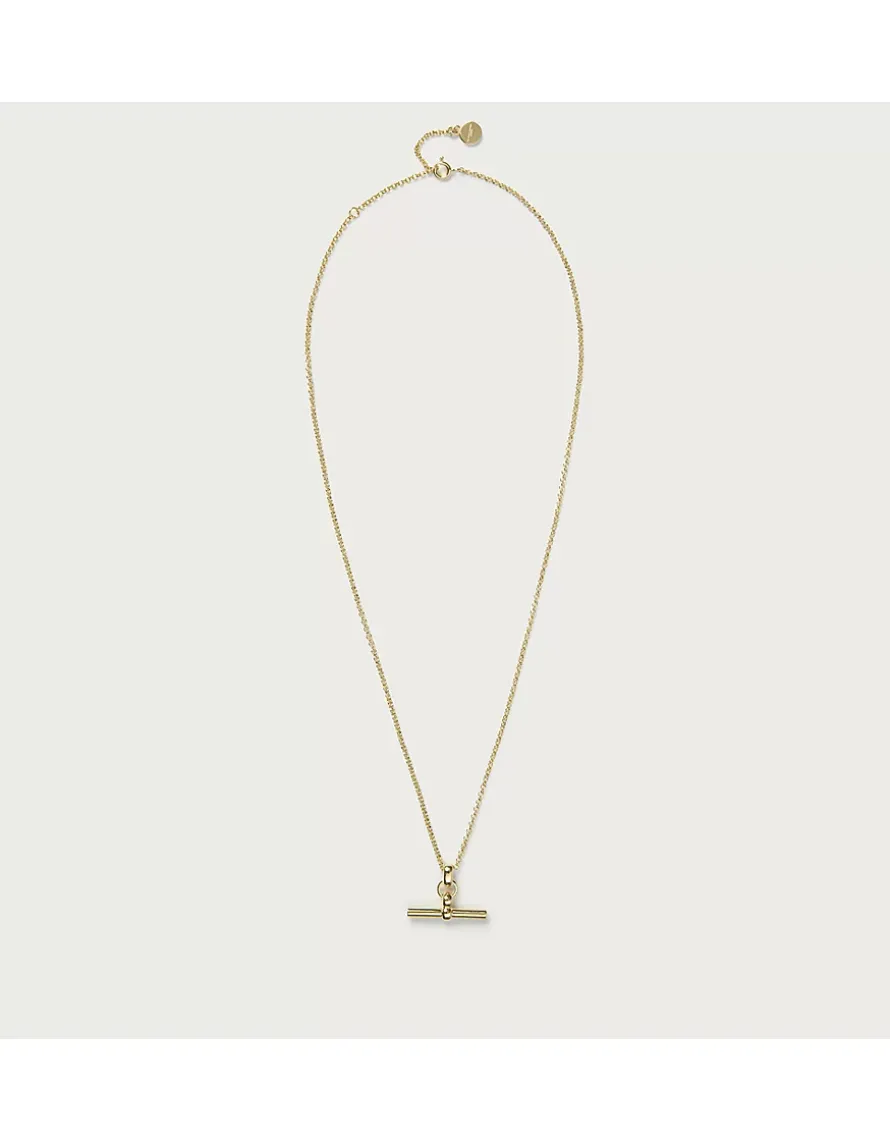 Gold Plated T-Bar Necklace