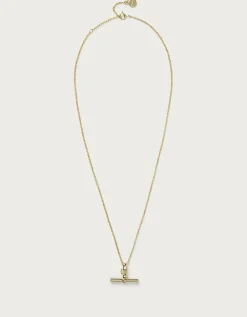 Gold Plated T-Bar Necklace