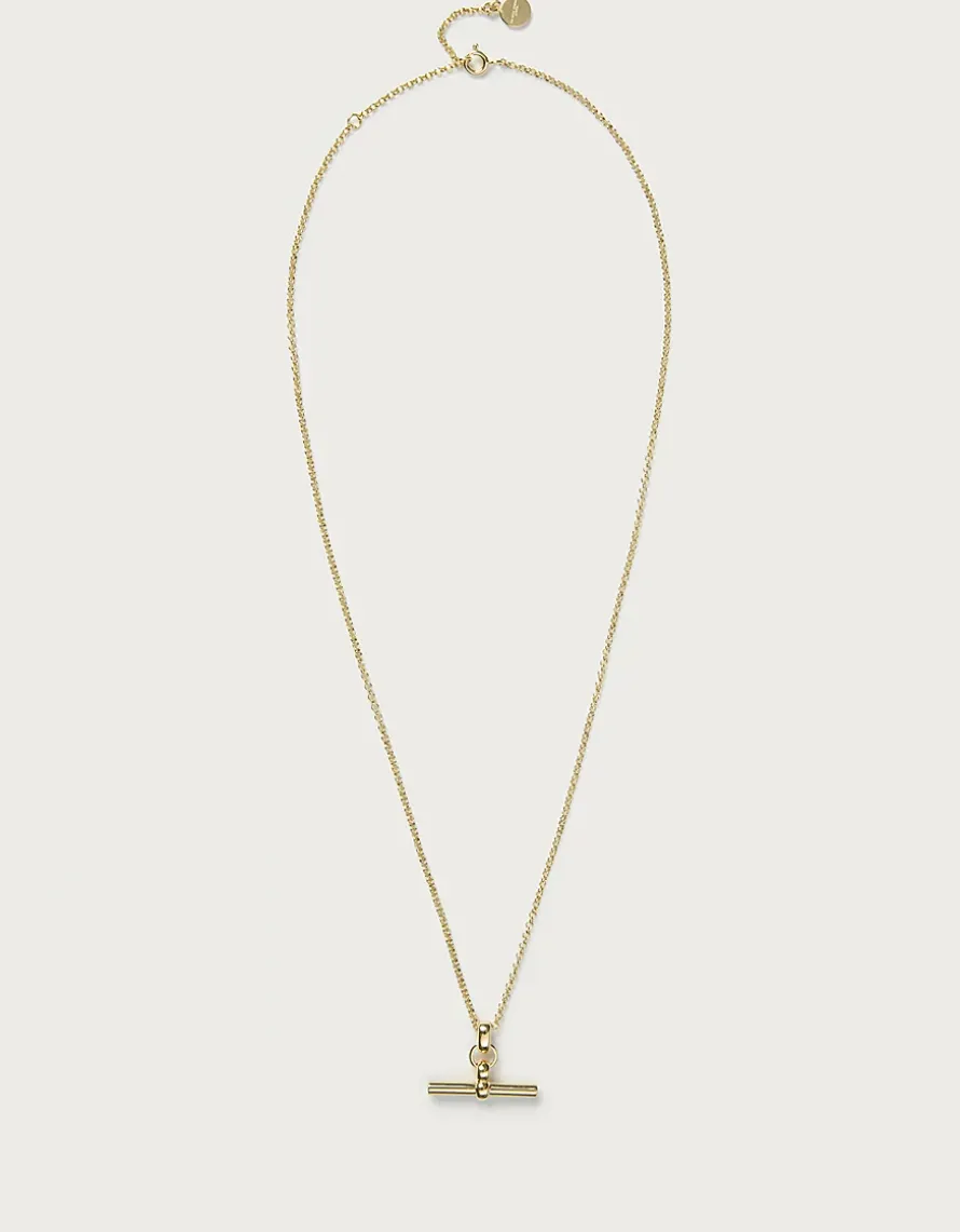 Gold Plated T-Bar Necklace