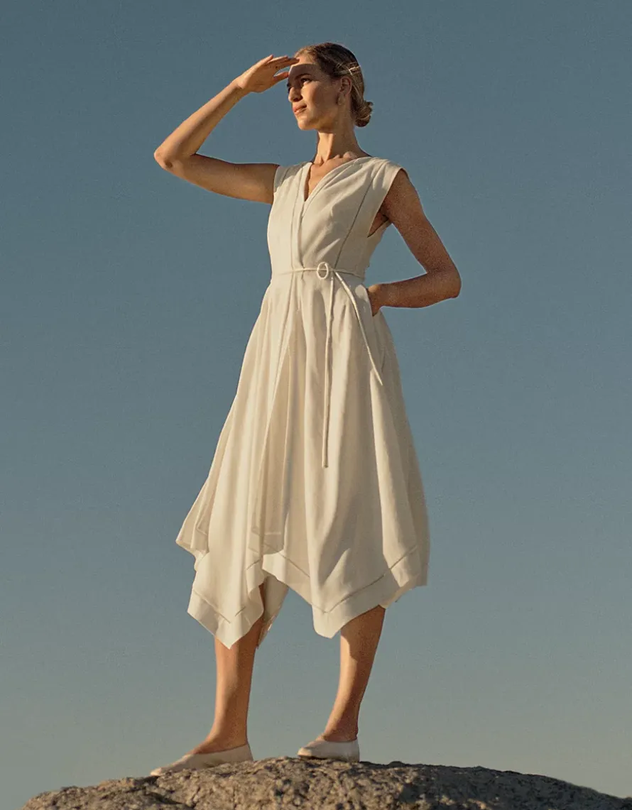 Handkerchief Hem Dress with Ladder Detail