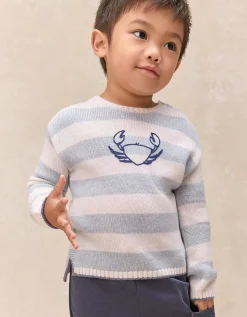 Happy Crab Striped Jumper — with Cashmere (0–4yrs)