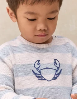 Happy Crab Striped Jumper — with Cashmere (0–4yrs)