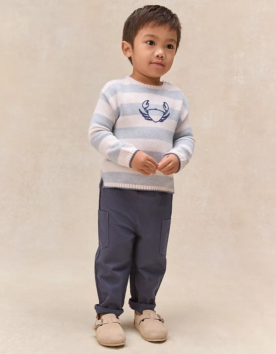 Happy Crab Striped Jumper — with Cashmere (0–4yrs)
