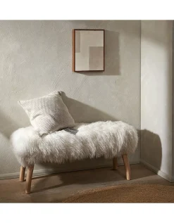 Ivory Tibetan Sheepskin Bench