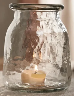 Jago Hammered Glass Tealight Holder – Medium
