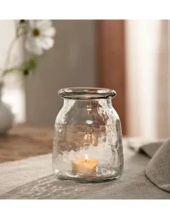 Jago Hammered Glass Tealight Holder – Medium