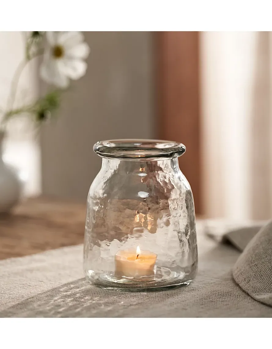 Jago Hammered Glass Tealight Holder – Medium