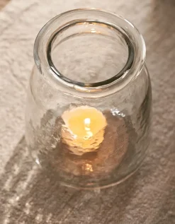 Jago Hammered Glass Tealight Holder – Medium