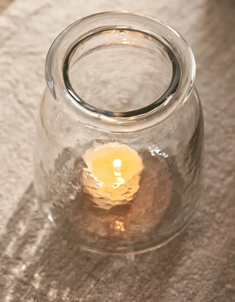 Jago Hammered Glass Tealight Holder – Medium