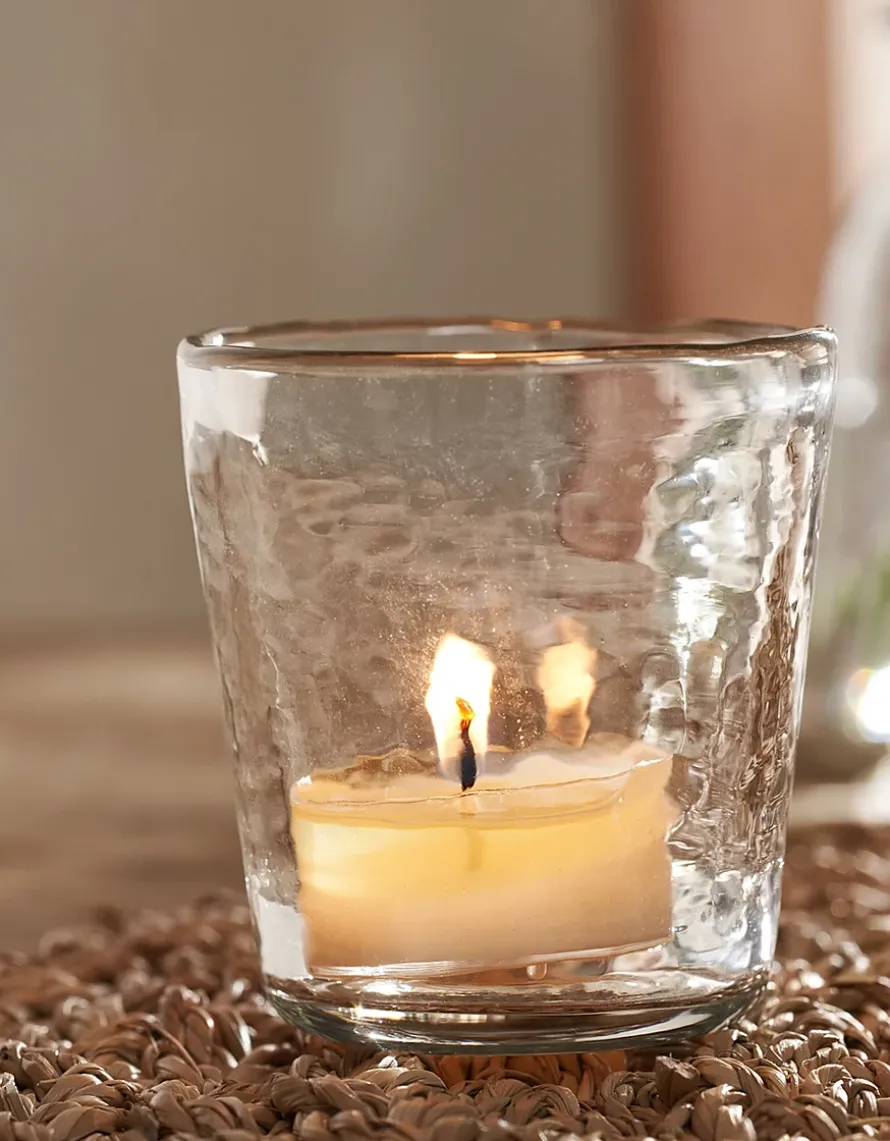 Jago Hammered Glass Tealight Holder – Small