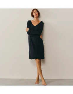 Jersey Appliqué Lace Long Sleeve Nightdress
