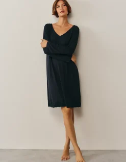 Jersey Appliqué Lace Long Sleeve Nightdress