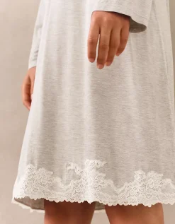 Jersey Appliqué Lace Long Sleeve Nightdress