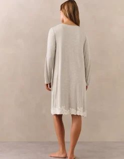 Jersey Appliqué Lace Long Sleeve Nightdress
