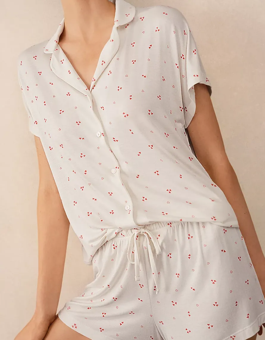 Jersey Heart Print Shortie Pyjama Set