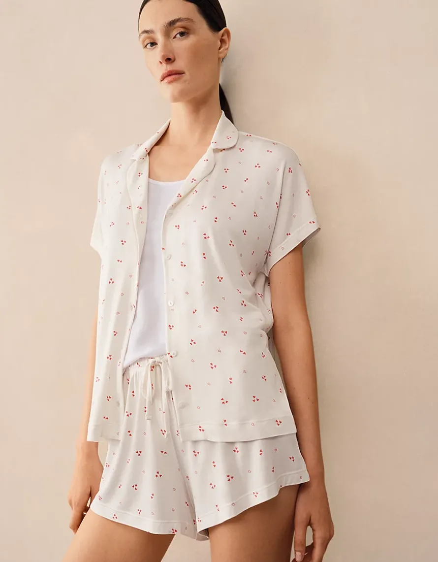 Jersey Heart Print Shortie Pyjama Set