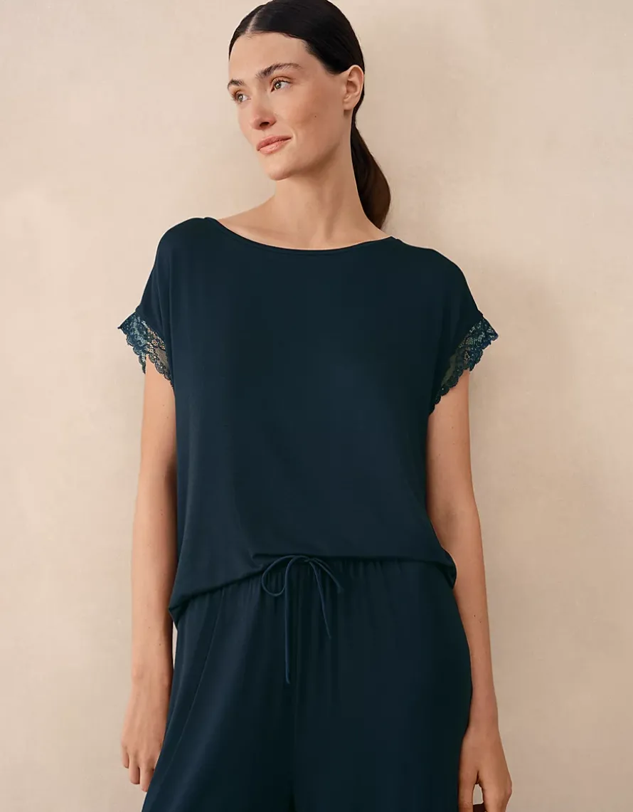 Jersey Lace Hem Pyjama Set