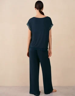 Jersey Lace Hem Pyjama Set