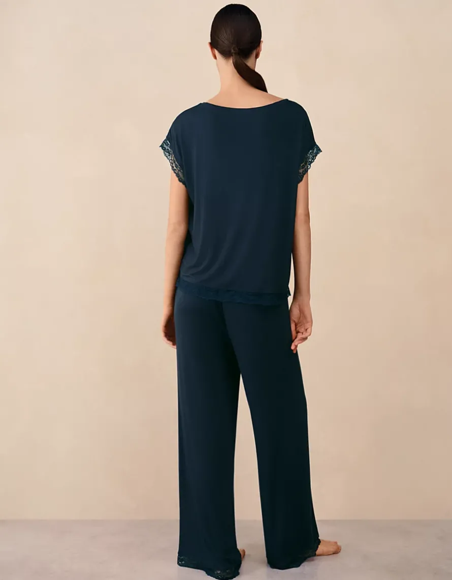 Jersey Lace Hem Pyjama Set