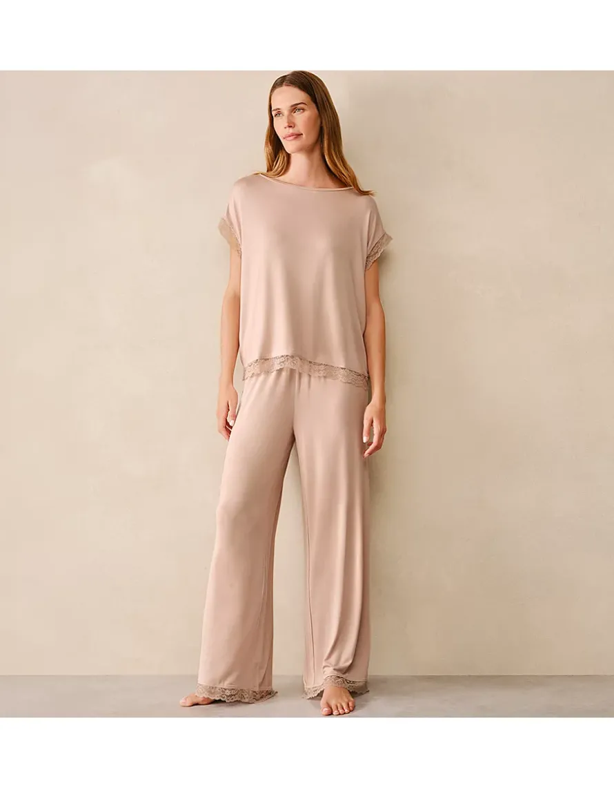 Jersey Lace Hem Pyjama Set