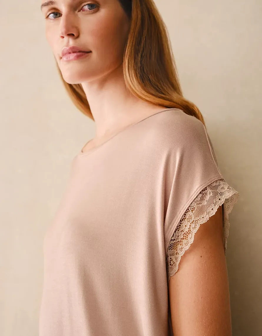 Jersey Lace Hem Pyjama Set