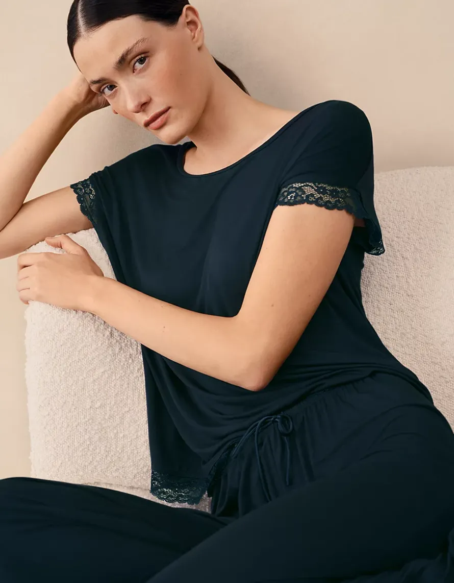 Jersey Lace Hem Pyjama Set
