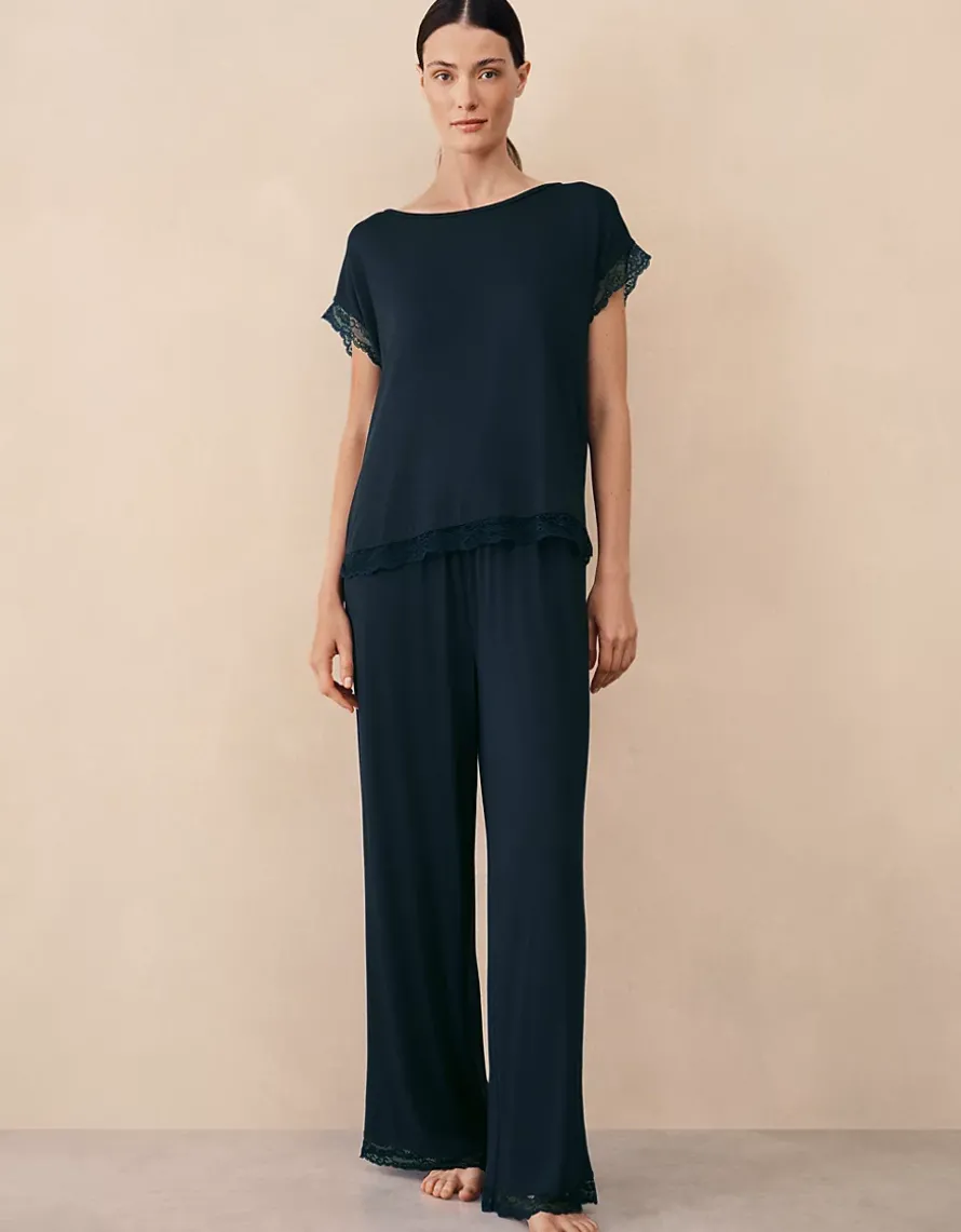 Jersey Lace Hem Pyjama Set