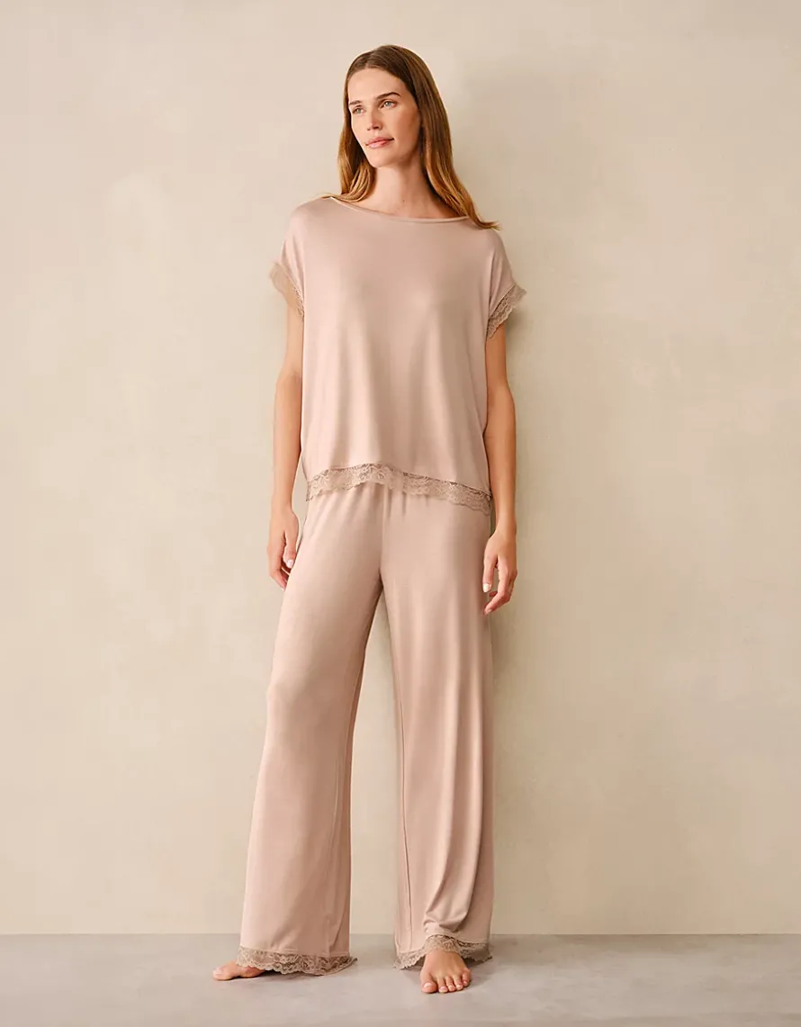 Jersey Lace Hem Pyjama Set