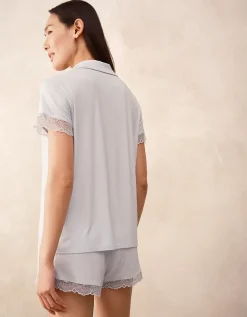 Jersey Lace Trim Shortie Pyjama Set