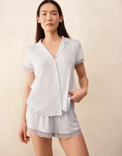 Jersey Lace Trim Shortie Pyjama Set