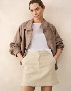 Jersey Linen Boat Neck Deep Hem Long Sleeve Tee