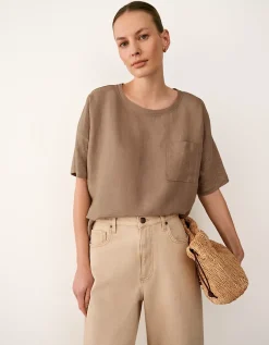 Jersey Linen Mixed Media Oversized T-Shirt