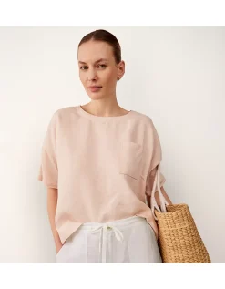 Jersey Linen Mixed Media Oversized T-Shirt