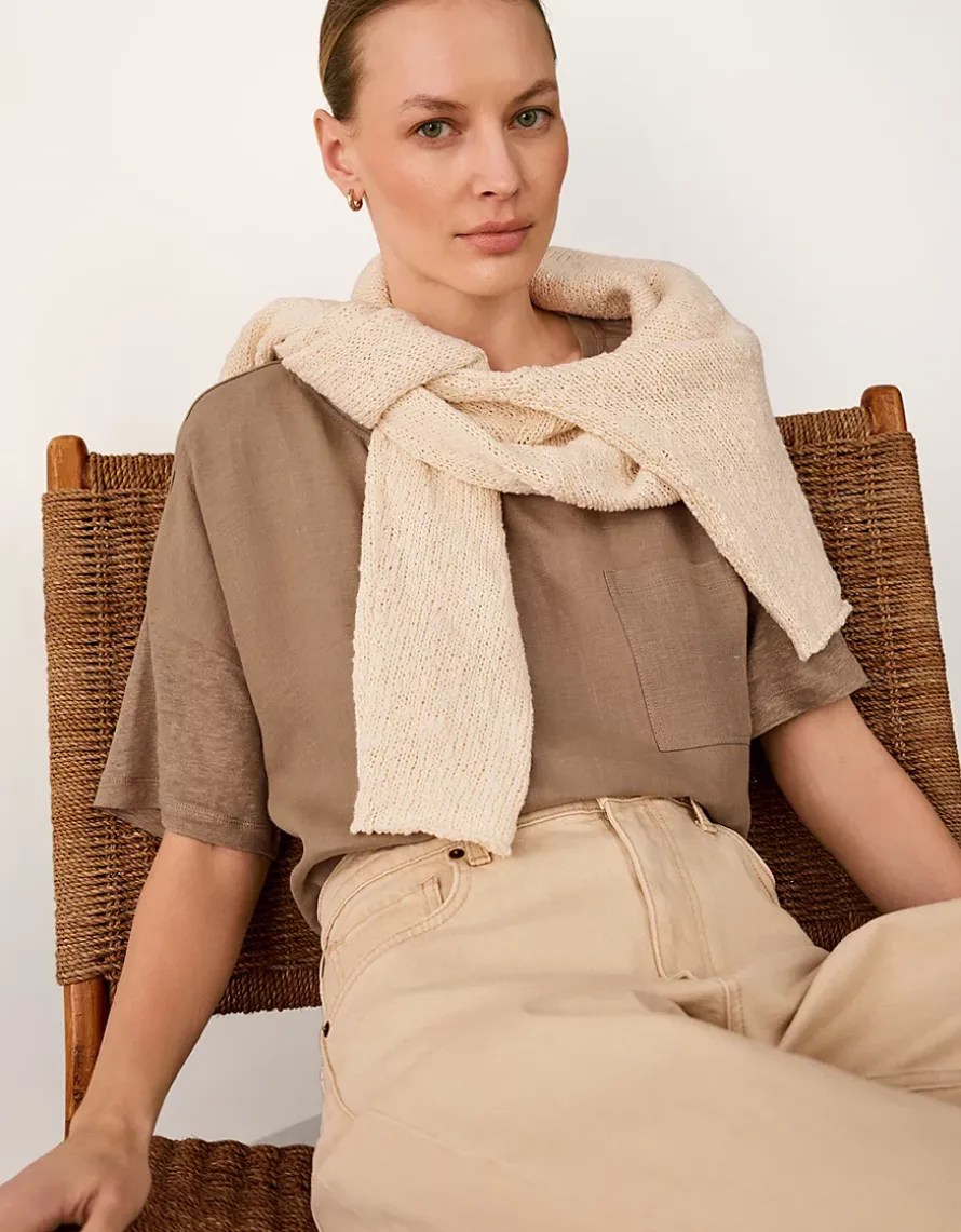 Jersey Linen Mixed Media Oversized T-Shirt