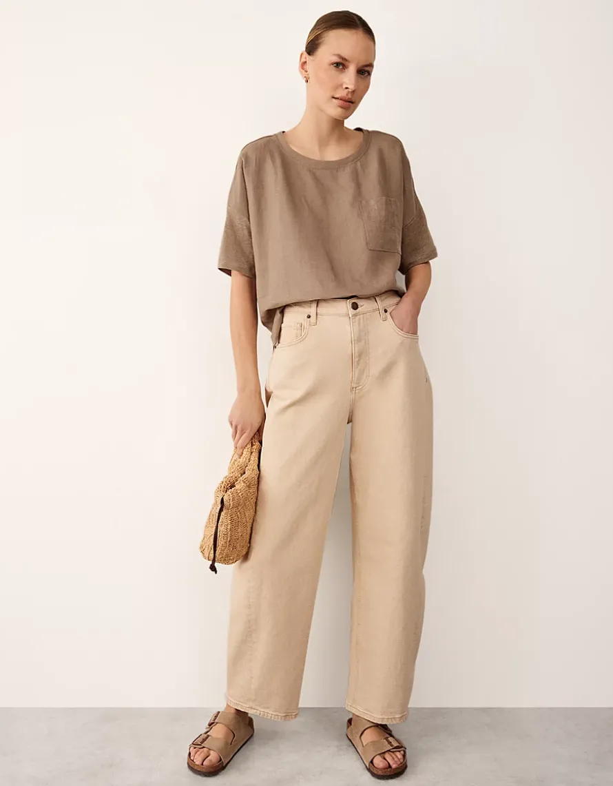 Jersey Linen Mixed Media Oversized T-Shirt