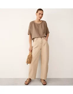 Jersey Linen Mixed Media Oversized T-Shirt