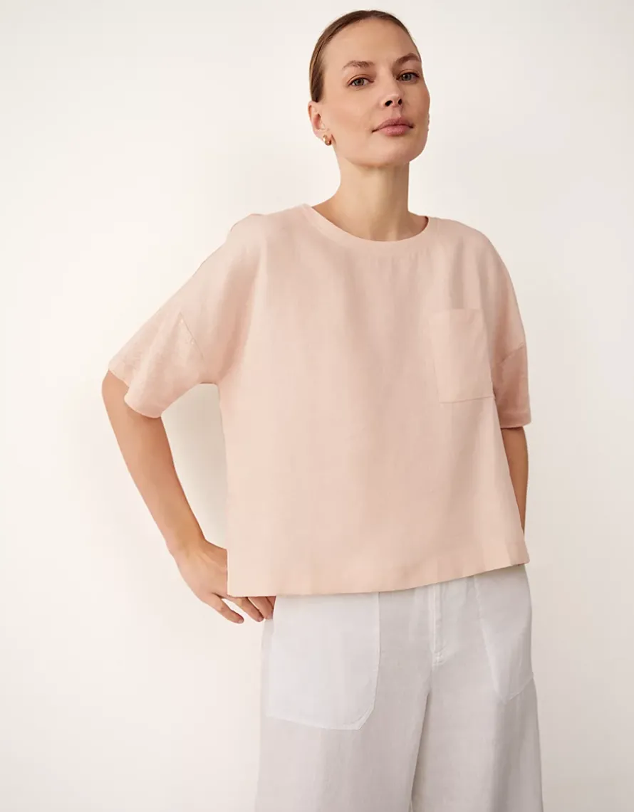 Jersey Linen Mixed Media Oversized T-Shirt